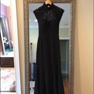 lulus formal/prom long dress, black lace top xs